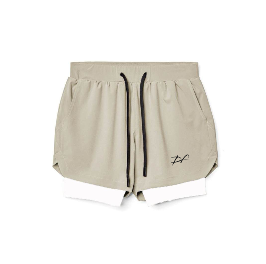 DRPfit for HIM 2 in 1 Fitness Shorts w pocket Khaki DRPfit Apparel