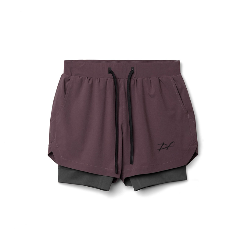 DRPfit for HIM 2 in 1 Fitness Shorts w pocket Wine