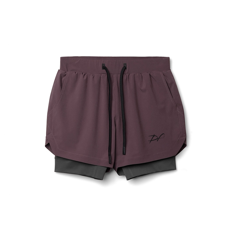 DRPfit for HIM 2 in 1 Fitness Shorts w/pocket-Wine