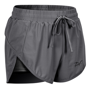 DRPfit for HER 2 in 1 Fitness Shorts w/pocket-Gray