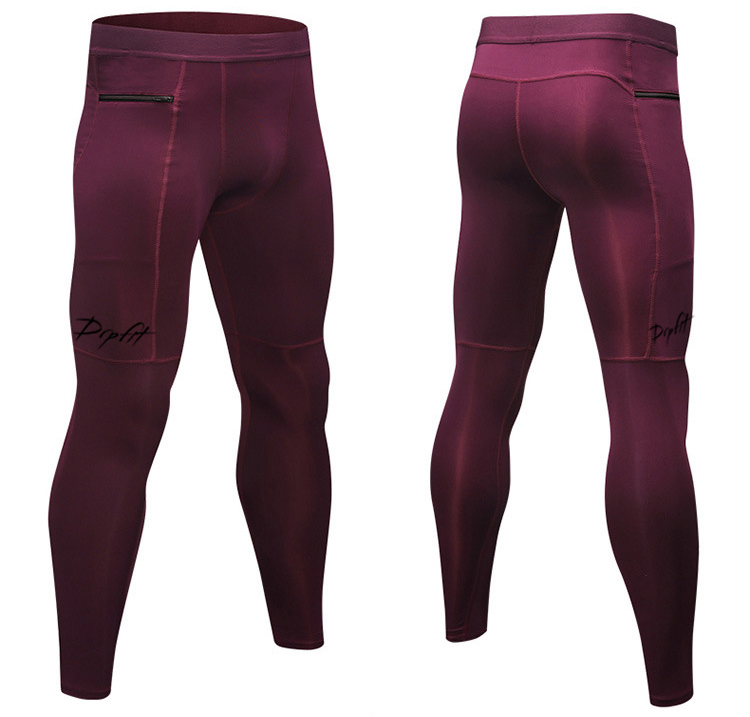 DRPfit for HIM Fitness Compression Tights w/pocket-Burgundy